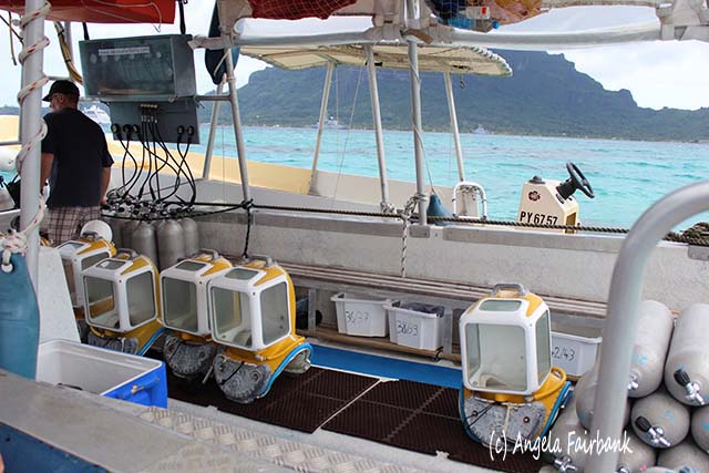 Helmet dive, Bora Bora, French Polynesia, copyright Angela Fairbank