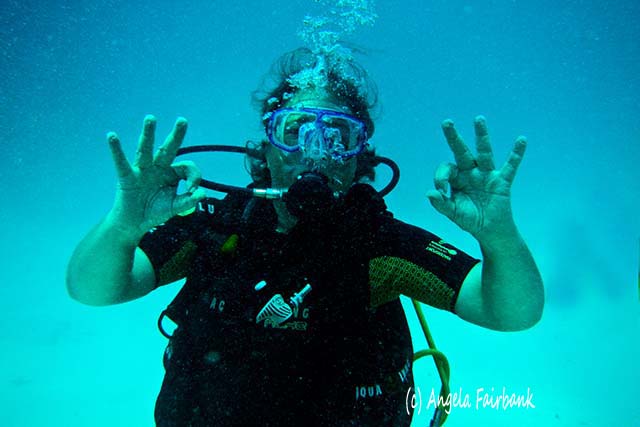 Scuba diving in Bora Bora, French Polynesia, copyright Angela Fairbank