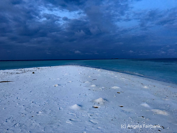 opposite end of the sand bank at dusk