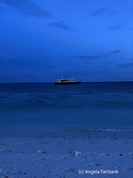 the boat at dusk