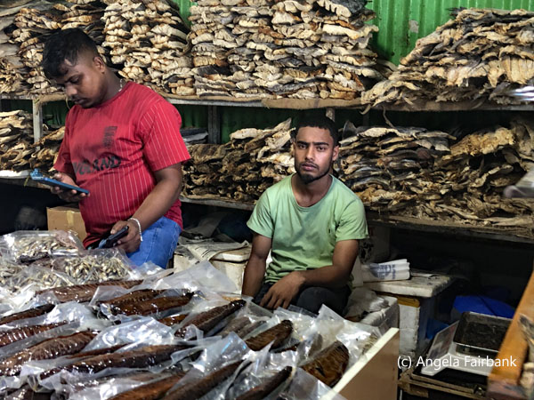 vendors at dried fish market