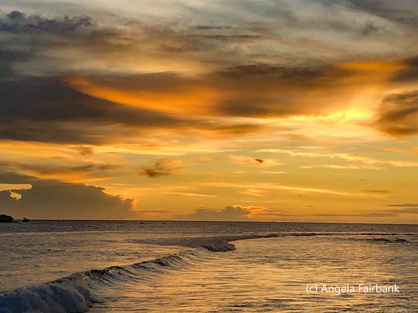 sunset with surf