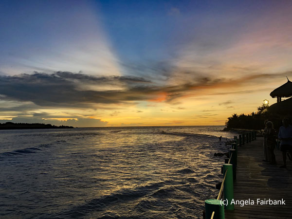 sunset with blue and red
