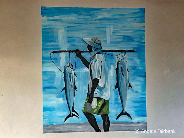 painting of fisherman at reception