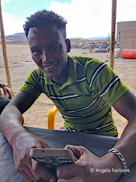 Youg man at Ethiopian cafe