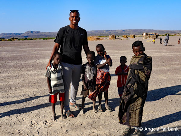 Souheb with Afar children