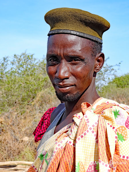 Toposa  man in khaki felt hat