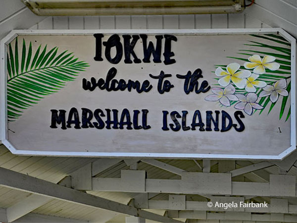 welcome sign at Majuro airport