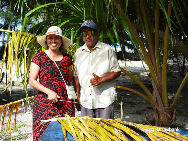 Romie and Johnny with weaving fibre
