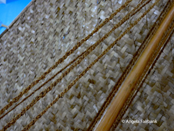 close up of sail and stays