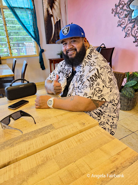 Tongan man at restaurant in Nauru