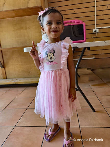 girl in pink at the hotel in Nauru