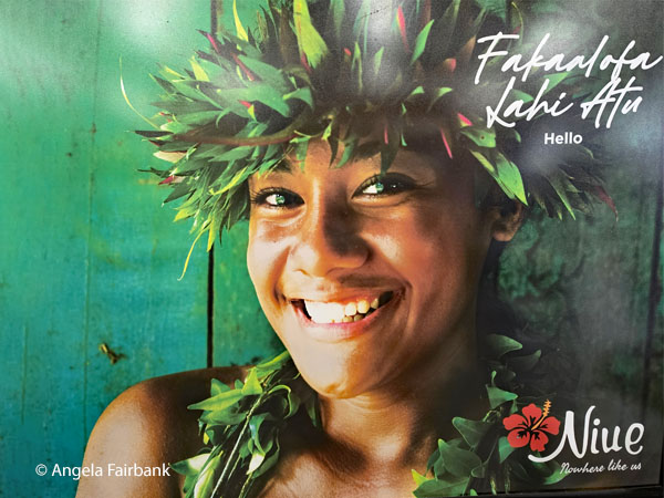 welcome poster at Niue airport