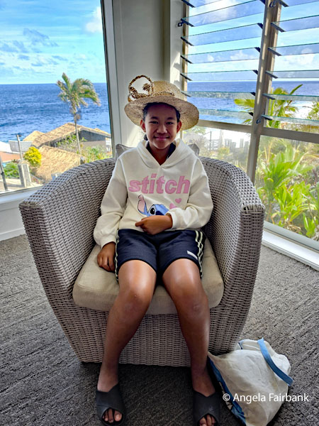 granddaughter wearing the pandanus hat I bought