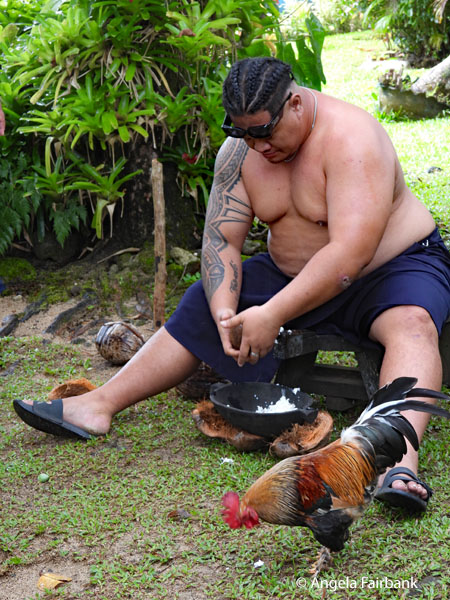 Joe showing us how coconuts are prepared