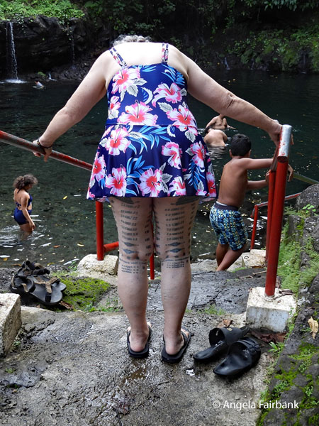 local woman with leg tattoos