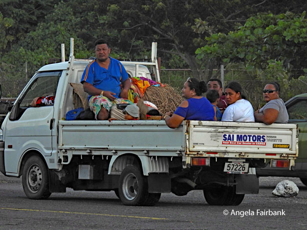 pick-up truck with workers