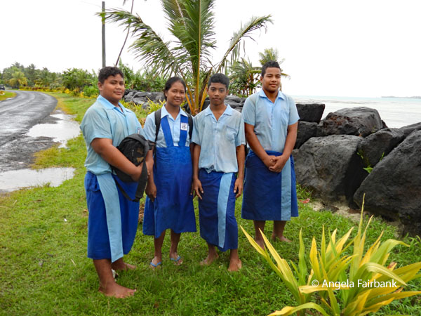 four high school students on our return to Apia