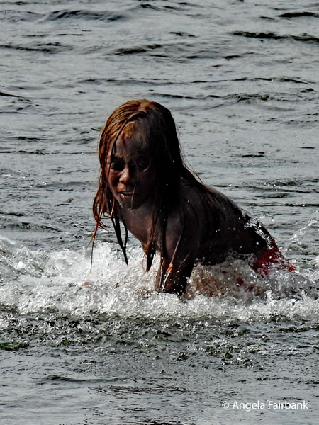 girl in stream