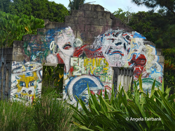 grafittied abandoned building near James cook landing site