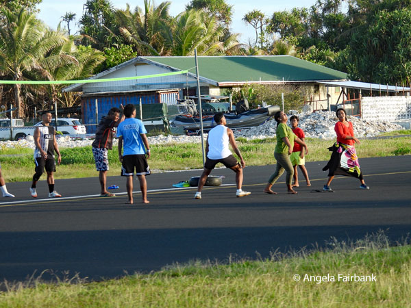 game of volleyball on the runway