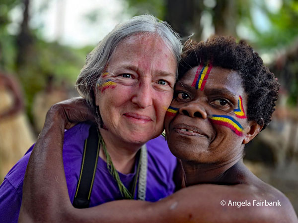 me with woman transferring face paint