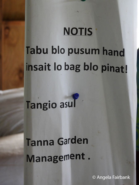 notice in coffee bean sorting shed