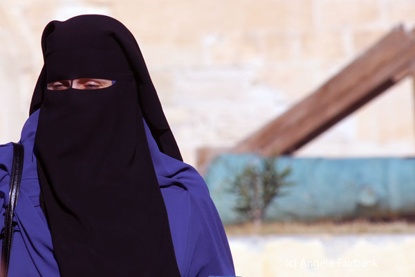 woman only showing eyes