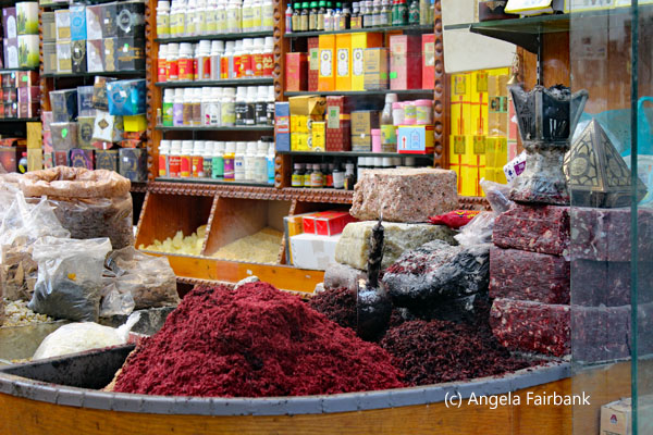 spices and soaps in market shop