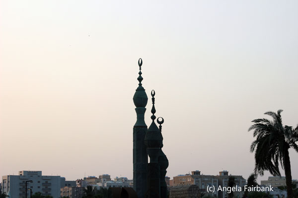 silhouette of minaret sculpture