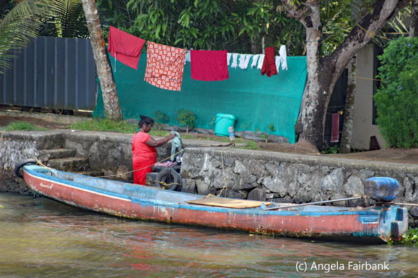woman washing clothes