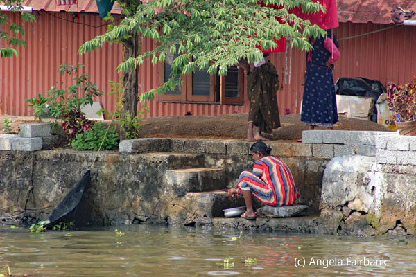 woman washing clothes