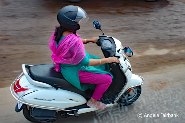 woman on motorbike