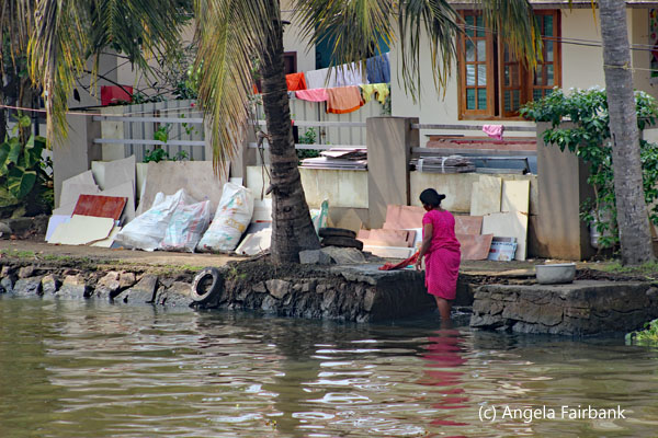 woman washing clothes