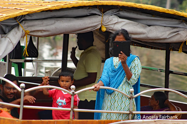 family on houseboat