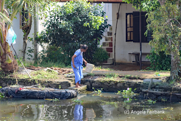 woman heading to water