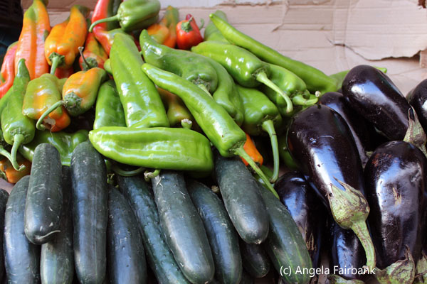 peppers, zucchini and eggplant