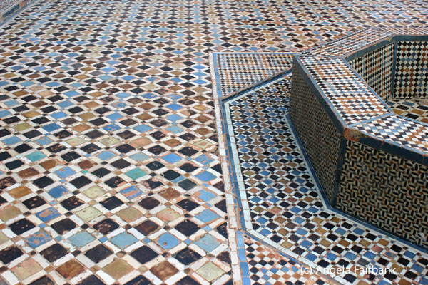 mosaic-tiled courtyard